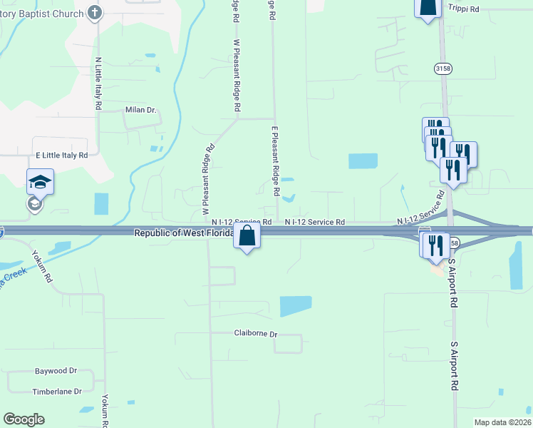 map of restaurants, bars, coffee shops, grocery stores, and more near 43059 East Pleasant Ridge Road in Hammond
