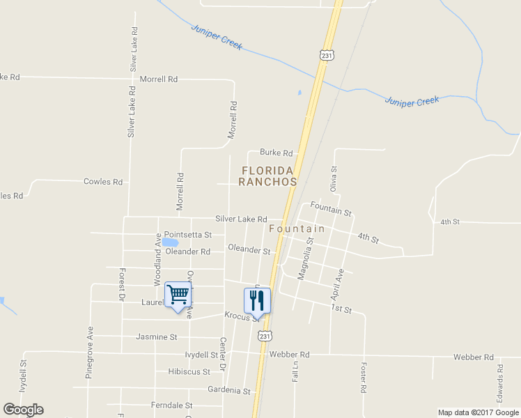 map of restaurants, bars, coffee shops, grocery stores, and more near 12539 Silver Lake Road in Fountain