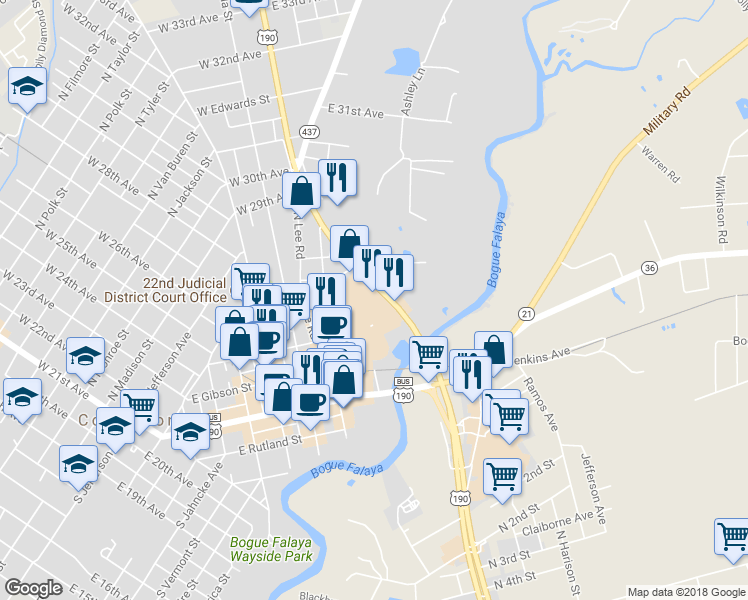 map of restaurants, bars, coffee shops, grocery stores, and more near 300 Covington Centre in Covington