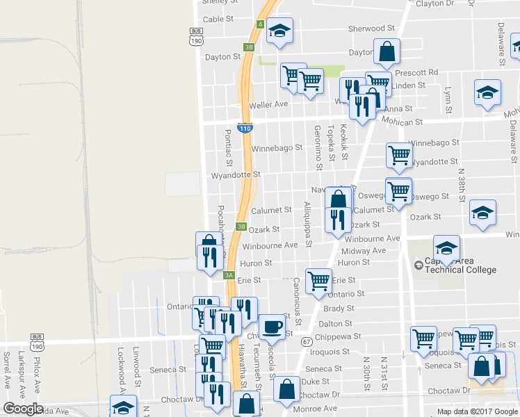 map of restaurants, bars, coffee shops, grocery stores, and more near 3503 Osceola Street in Baton Rouge