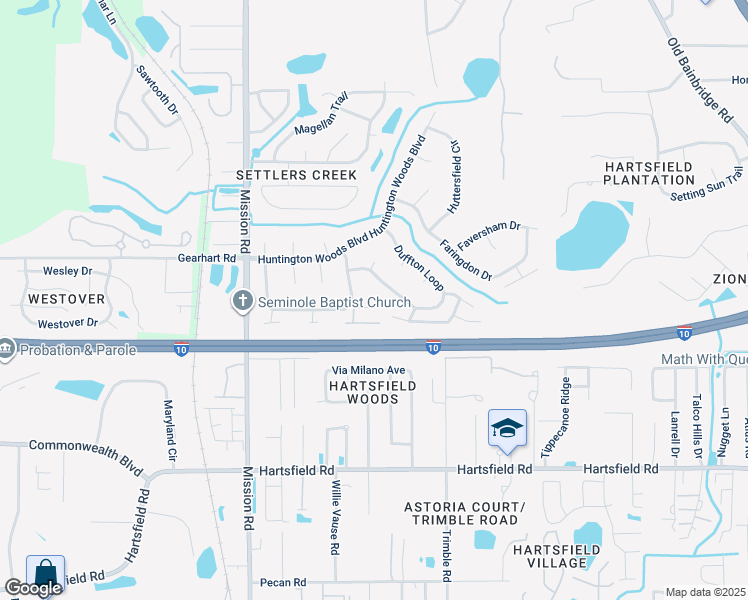 map of restaurants, bars, coffee shops, grocery stores, and more near 2708 Brecon Lane in Tallahassee