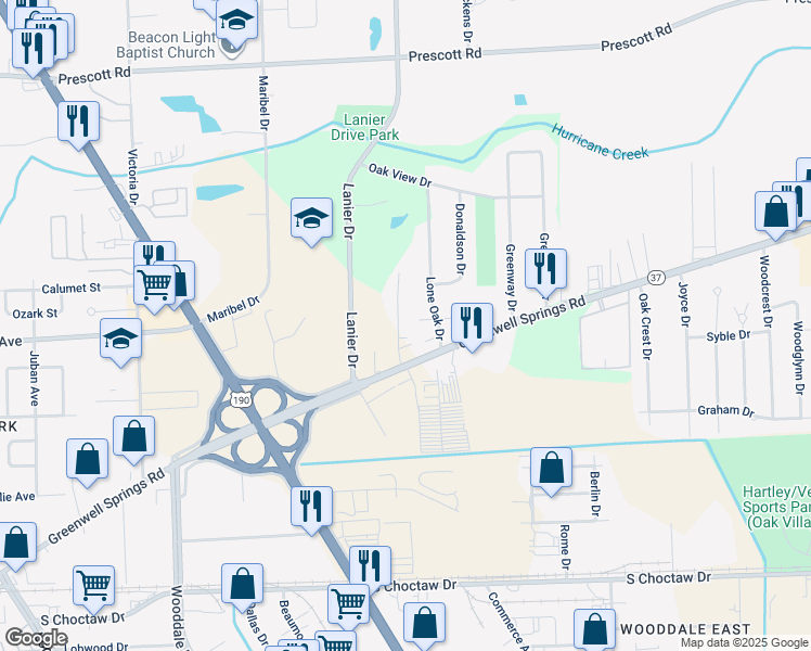 map of restaurants, bars, coffee shops, grocery stores, and more near 3324 Gerlando Drive in Baton Rouge