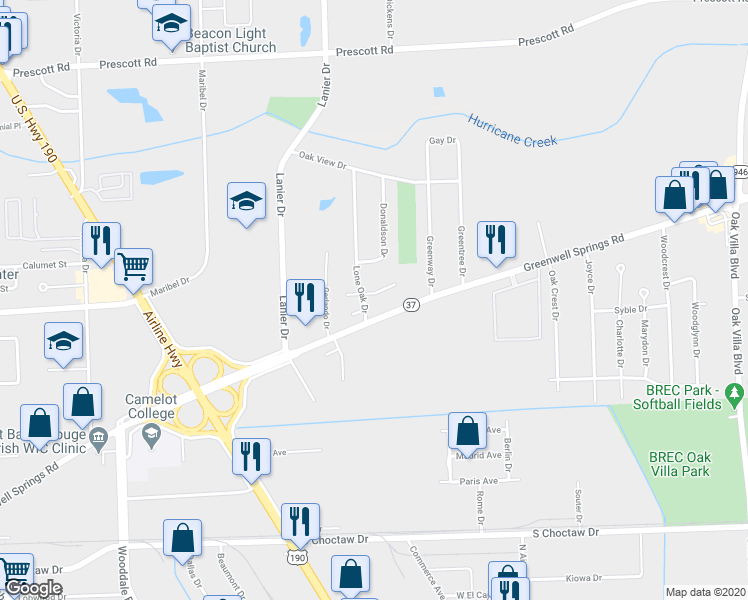 map of restaurants, bars, coffee shops, grocery stores, and more near 8120 Quad Square Drive in Baton Rouge
