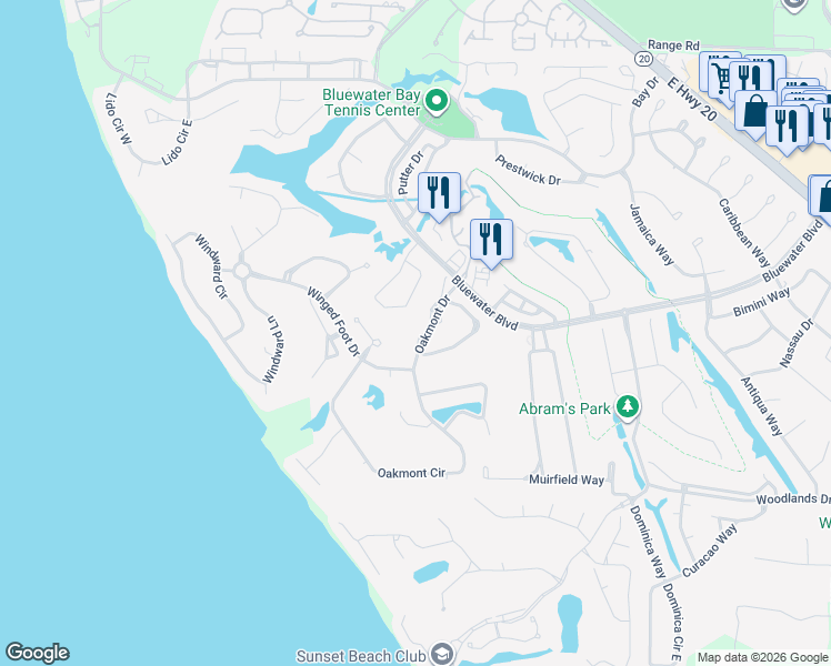 map of restaurants, bars, coffee shops, grocery stores, and more near 1218 Oakmont Dr in Niceville