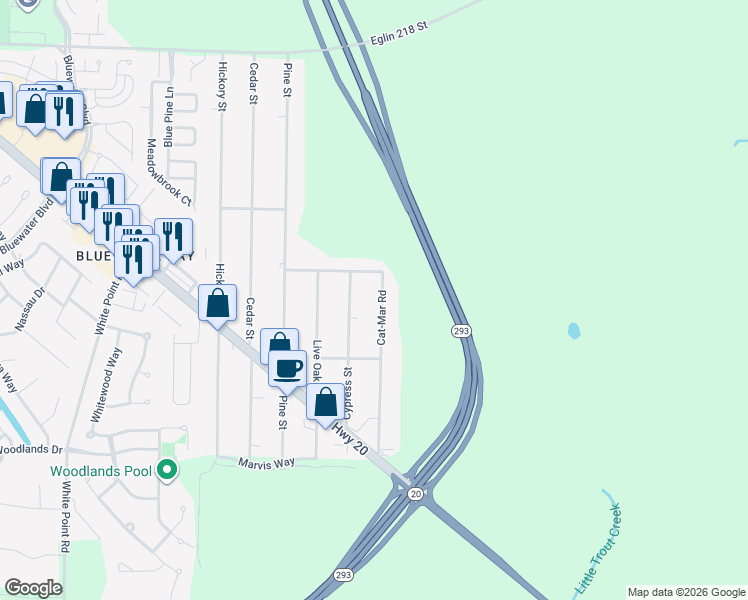map of restaurants, bars, coffee shops, grocery stores, and more near 1476 Cat-Mar Road in Niceville