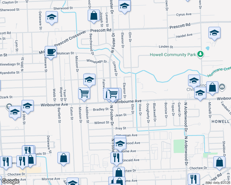 map of restaurants, bars, coffee shops, grocery stores, and more near 3417 Conrad Drive in Baton Rouge