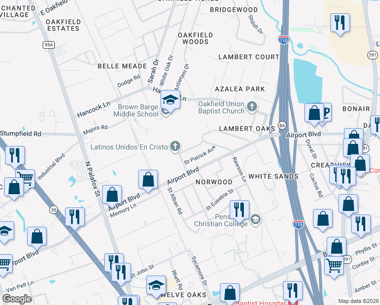map of restaurants, bars, coffee shops, grocery stores, and more near 269 Saint Augustine Avenue in Pensacola