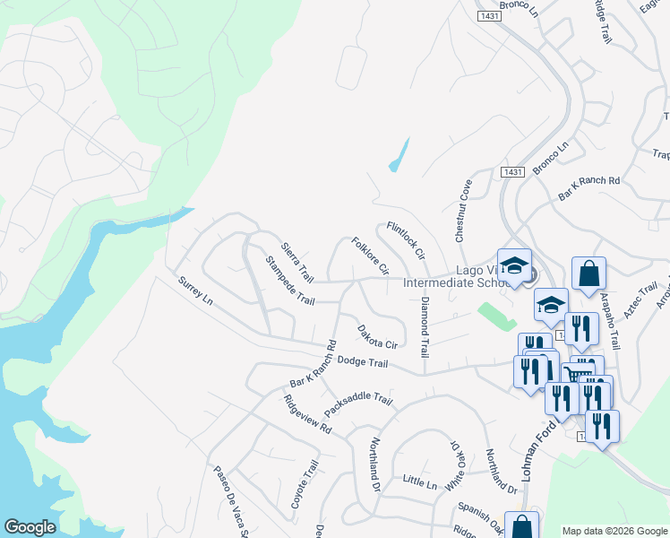 map of restaurants, bars, coffee shops, grocery stores, and more near 7928 Folklore Circle in Leander