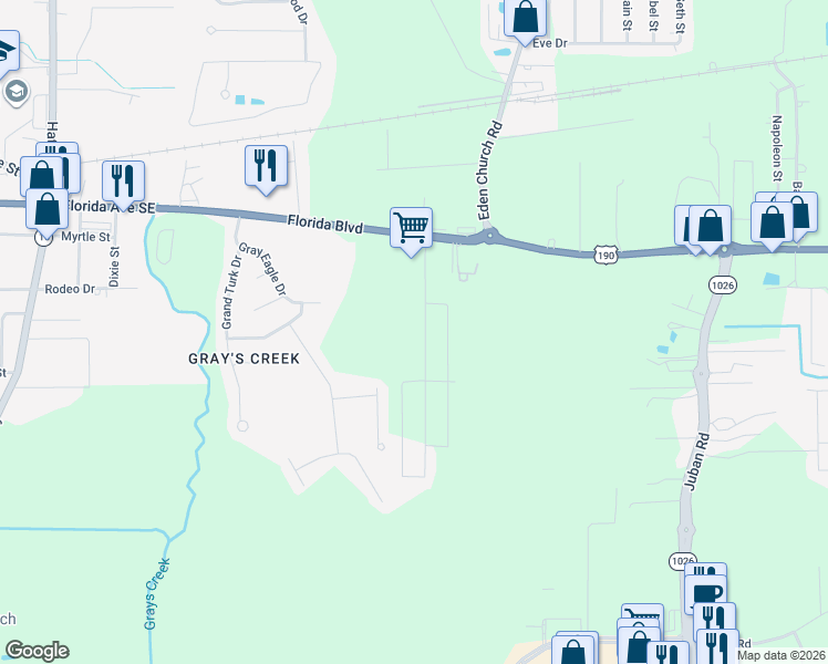 map of restaurants, bars, coffee shops, grocery stores, and more near 28752 La Highway 16 in Denham Springs