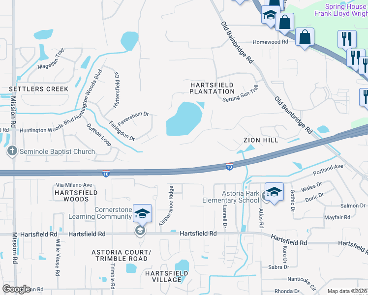 map of restaurants, bars, coffee shops, grocery stores, and more near 1771 San Damian Road in Tallahassee