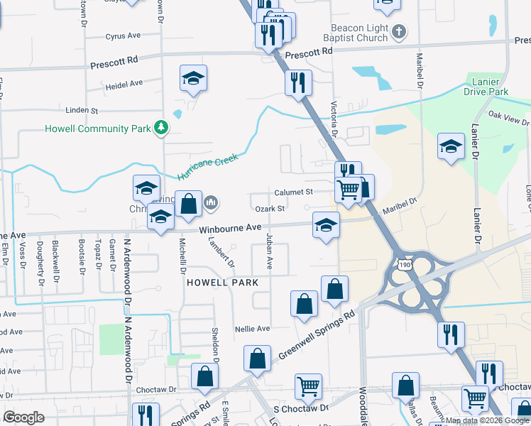 map of restaurants, bars, coffee shops, grocery stores, and more near 3333 Juban Avenue in Baton Rouge