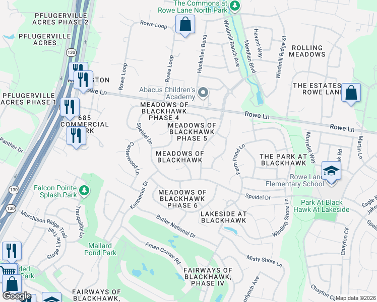 map of restaurants, bars, coffee shops, grocery stores, and more near 20901 Kearney Hill Road in Pflugerville