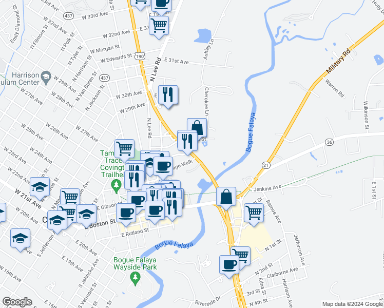 map of restaurants, bars, coffee shops, grocery stores, and more near 1034 Ronald Reagan Highway in Covington