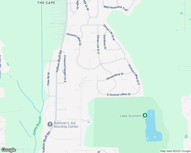 map of restaurants, bars, coffee shops, grocery stores, and more near 4253 Victoria Lakes Drive South in Jacksonville