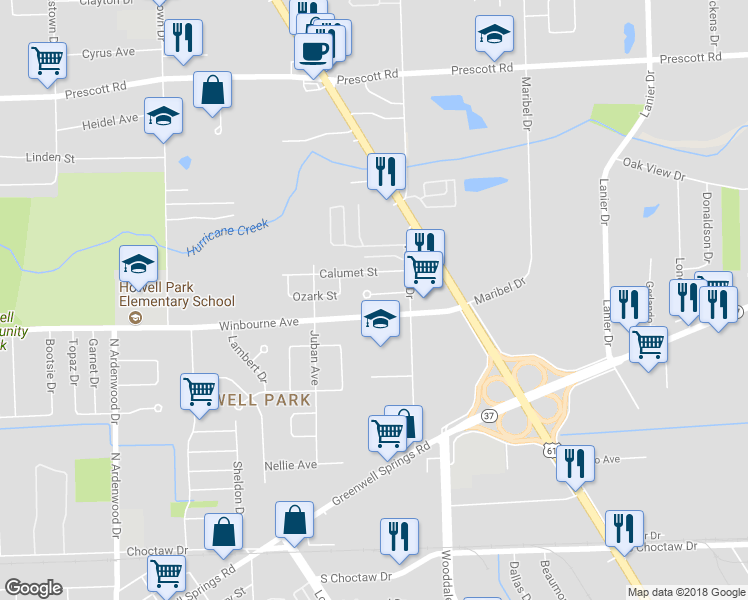 map of restaurants, bars, coffee shops, grocery stores, and more near 7022 Victoria Gardens Court in Baton Rouge