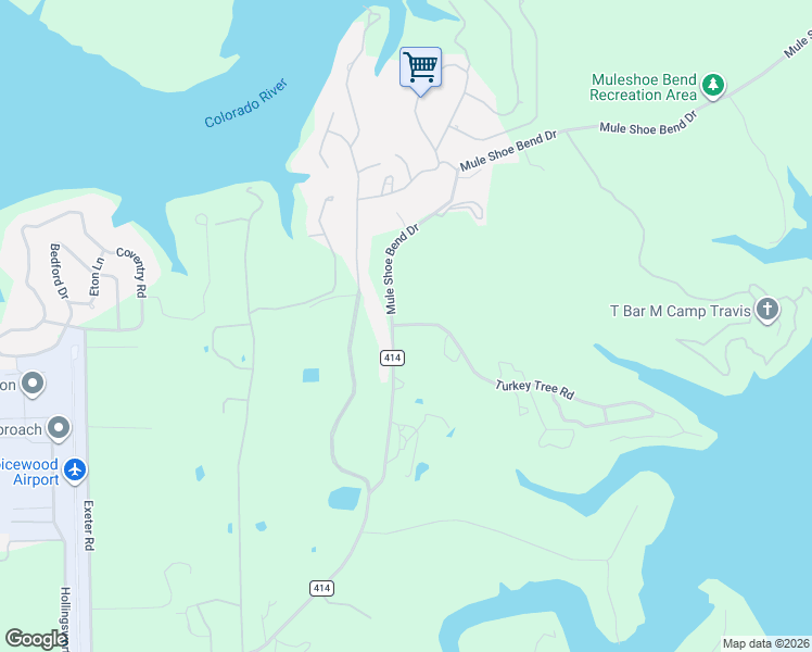 map of restaurants, bars, coffee shops, grocery stores, and more near 621 County Road 414 in Spicewood