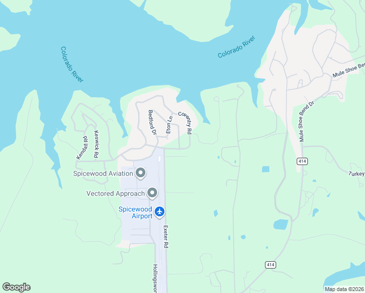 map of restaurants, bars, coffee shops, grocery stores, and more near 301 Coventry Road in Spicewood