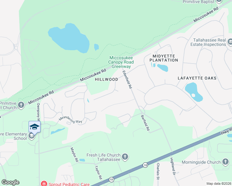 map of restaurants, bars, coffee shops, grocery stores, and more near 2105 Crestdale Drive in Tallahassee