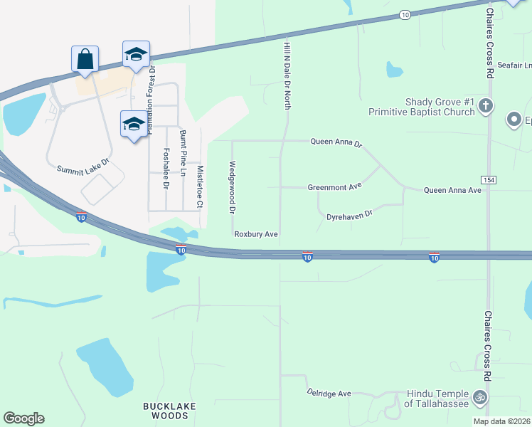 map of restaurants, bars, coffee shops, grocery stores, and more near 8152 Roxbury Avenue in Tallahassee