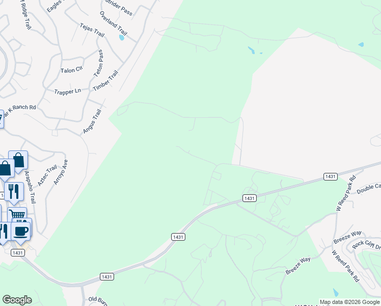 map of restaurants, bars, coffee shops, grocery stores, and more near 19831 Old Farm to Market Road 1431 in Lago Vista