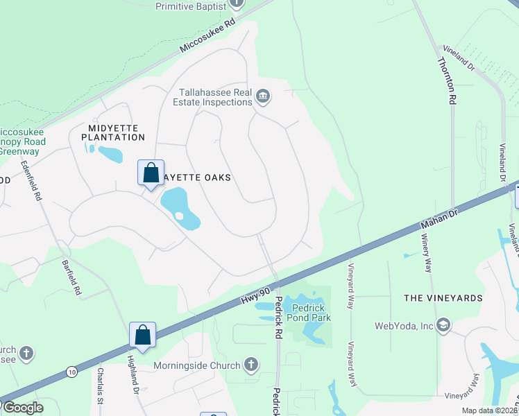 map of restaurants, bars, coffee shops, grocery stores, and more near 2304 Tour Eiffel Drive in Tallahassee