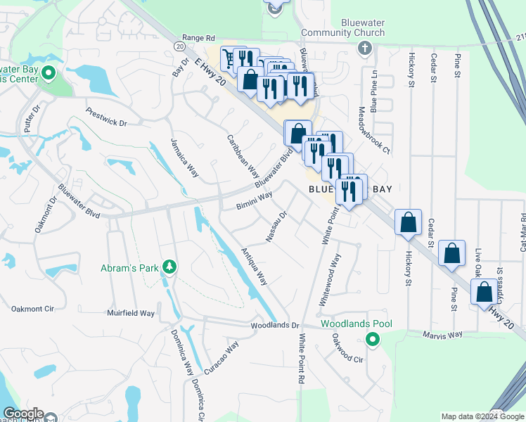 map of restaurants, bars, coffee shops, grocery stores, and more near 609 Grenada Way in Niceville