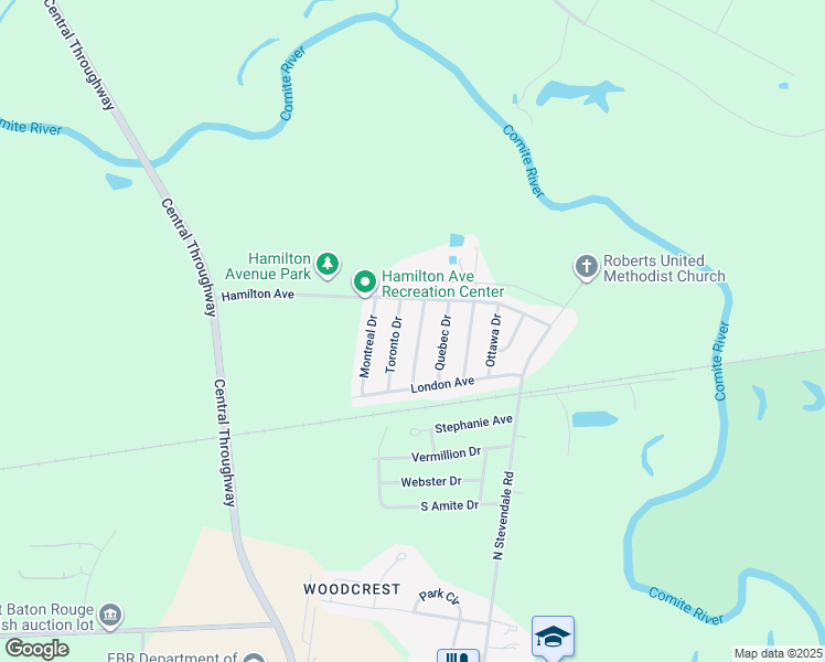 map of restaurants, bars, coffee shops, grocery stores, and more near 3145 Vancouver Drive in Baton Rouge