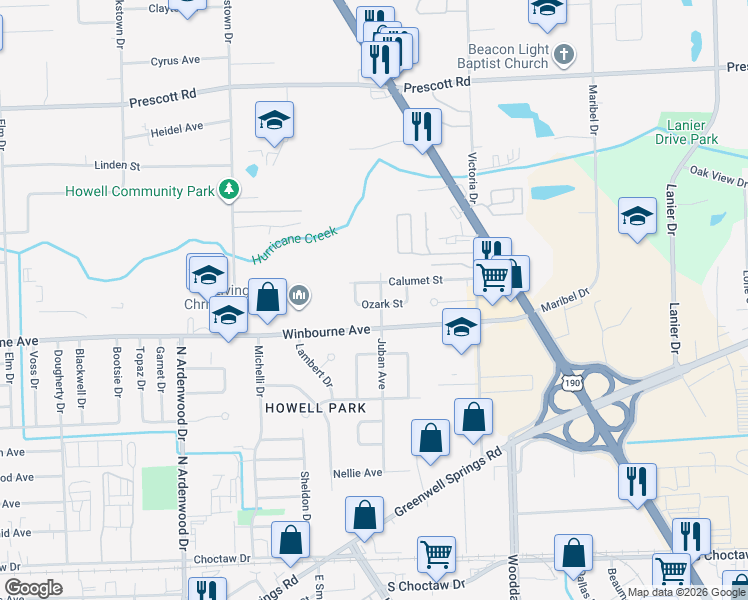 map of restaurants, bars, coffee shops, grocery stores, and more near 3333 Juban Avenue in Baton Rouge