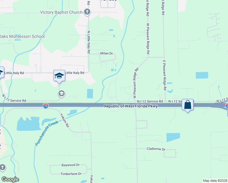 map of restaurants, bars, coffee shops, grocery stores, and more near 43041 Pecan Ridge Drive in Hammond