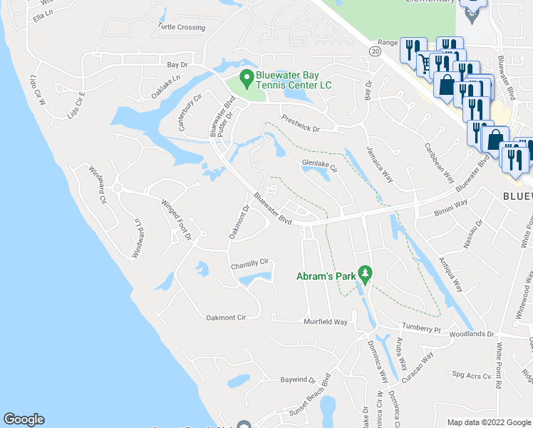 map of restaurants, bars, coffee shops, grocery stores, and more near 133 Gleneagles Drive in Niceville