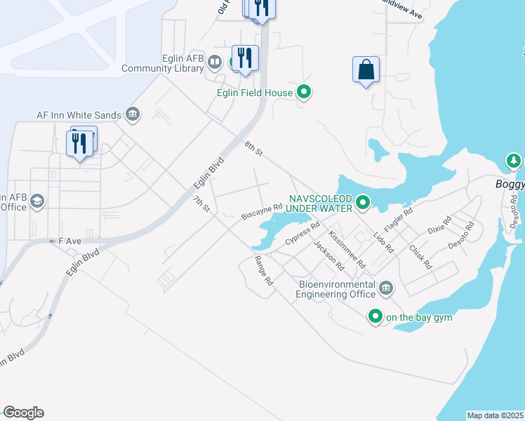 map of restaurants, bars, coffee shops, grocery stores, and more near Biscayne Road in Valparaiso