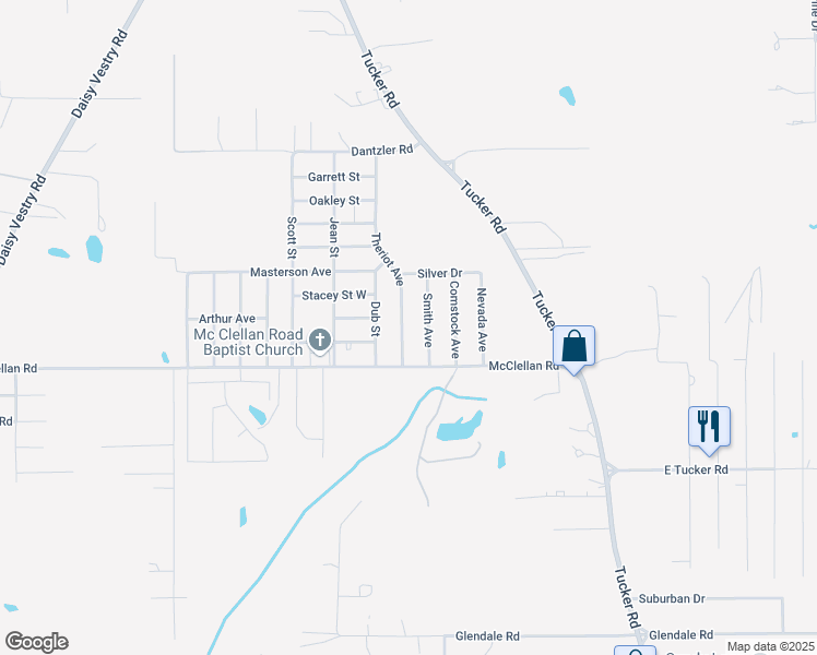 map of restaurants, bars, coffee shops, grocery stores, and more near 9600 Theriot Avenue in Vancleave