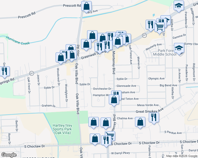 map of restaurants, bars, coffee shops, grocery stores, and more near 3448 Courtland Drive in Baton Rouge