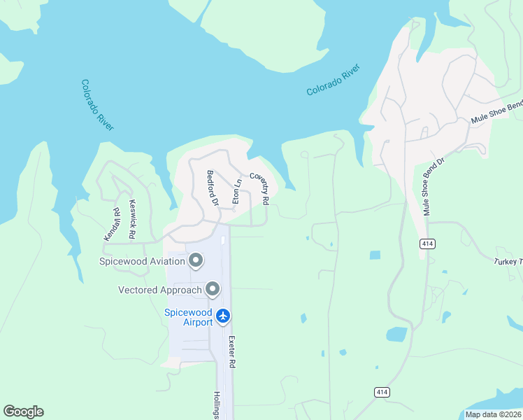 map of restaurants, bars, coffee shops, grocery stores, and more near 414 Bedford Drive in Spicewood