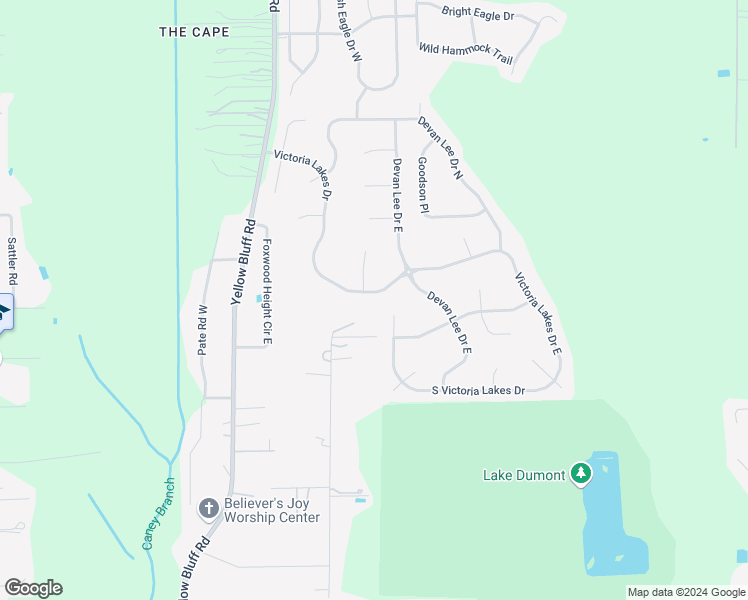 map of restaurants, bars, coffee shops, grocery stores, and more near 3390 Victoria Lakes Drive North in Jacksonville