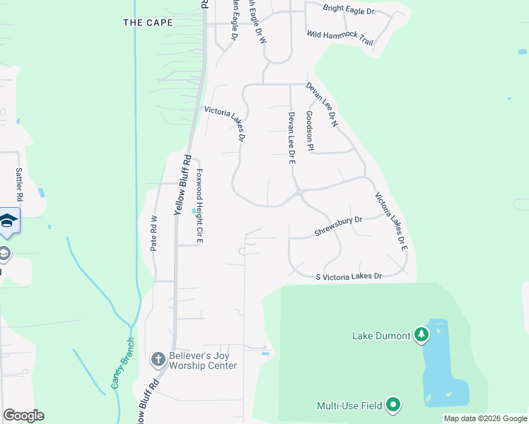 map of restaurants, bars, coffee shops, grocery stores, and more near 3366 Victoria Lakes Drive North in Jacksonville