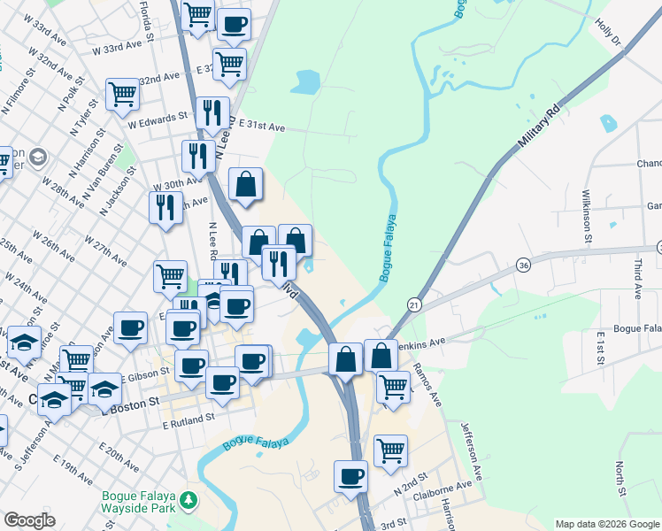 map of restaurants, bars, coffee shops, grocery stores, and more near 934 Village Walk in Covington