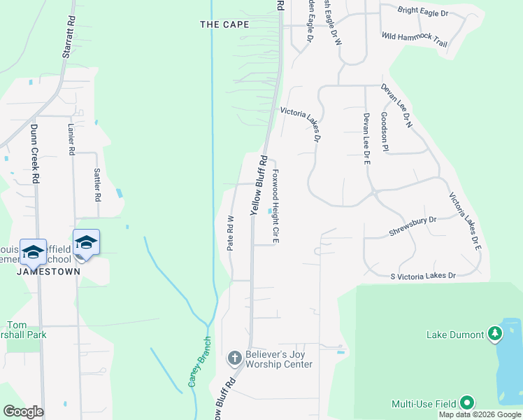 map of restaurants, bars, coffee shops, grocery stores, and more near 13550 Foxwood Height Circle East in Jacksonville