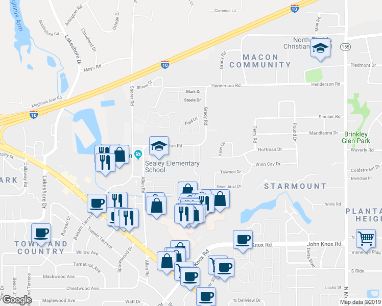 map of restaurants, bars, coffee shops, grocery stores, and more near 603 Fulton Road in Tallahassee