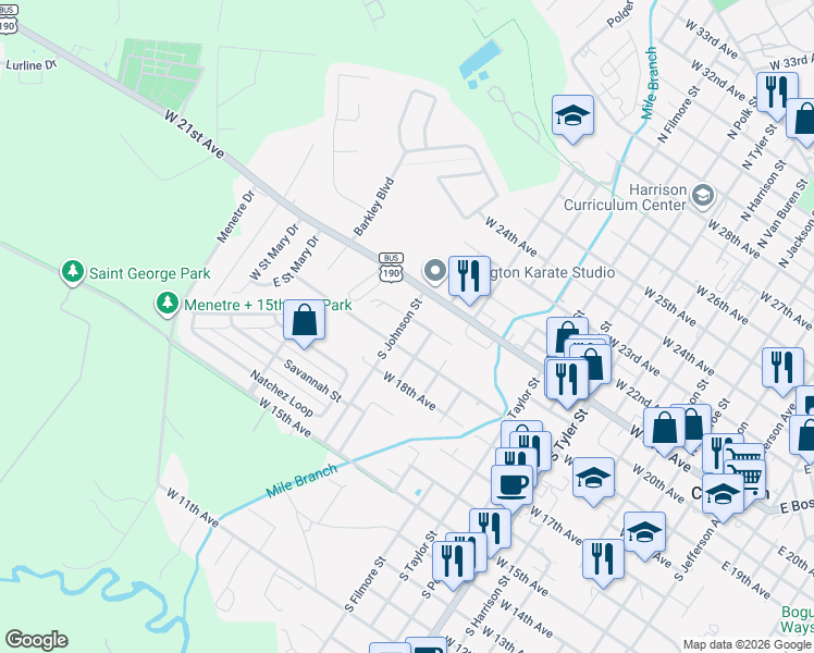 map of restaurants, bars, coffee shops, grocery stores, and more near 1409 West 20th Avenue in Covington