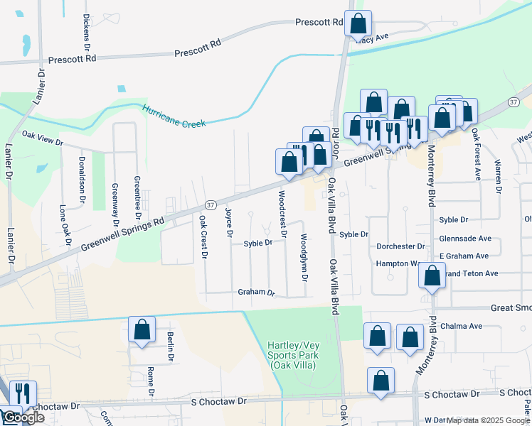 map of restaurants, bars, coffee shops, grocery stores, and more near 8820 Greenwell Springs Road in Baton Rouge