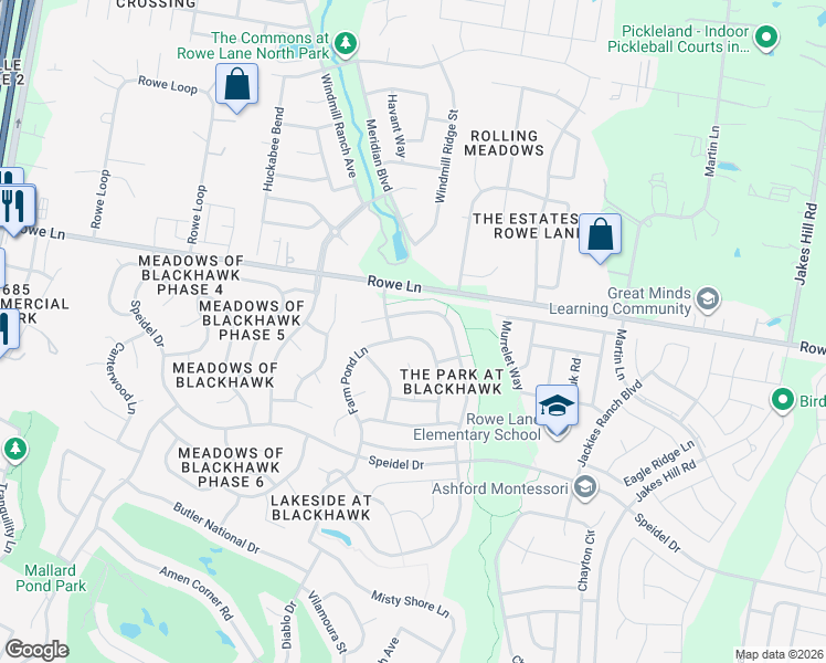 map of restaurants, bars, coffee shops, grocery stores, and more near 20520 Farm Pond Lane in Pflugerville