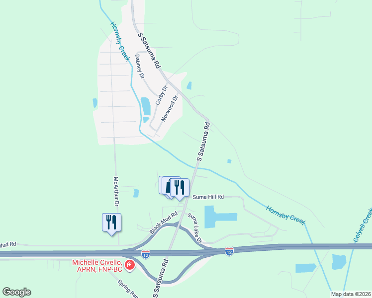 map of restaurants, bars, coffee shops, grocery stores, and more near 29121 South Satsuma Road in Livingston