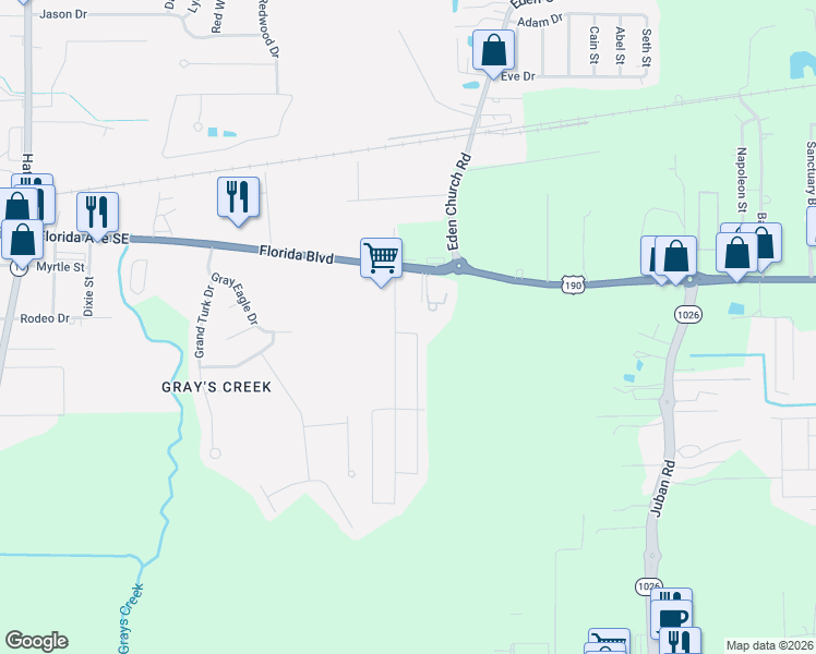 map of restaurants, bars, coffee shops, grocery stores, and more near 8088 Florida Boulevard in Denham Springs