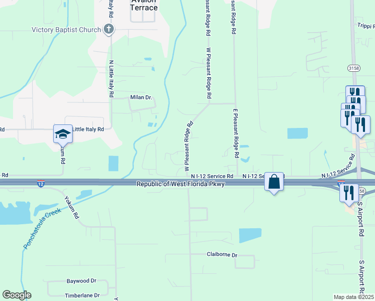 map of restaurants, bars, coffee shops, grocery stores, and more near 43073 West Pleasant Ridge Road in Hammond