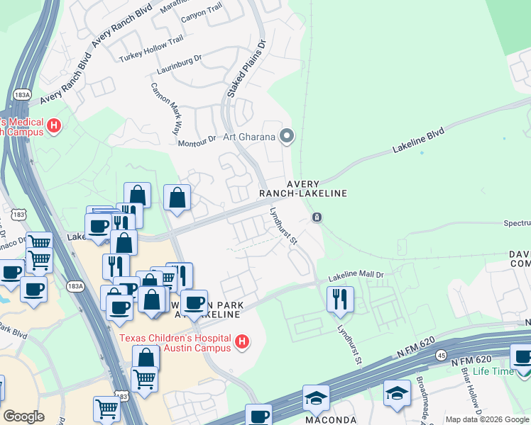 map of restaurants, bars, coffee shops, grocery stores, and more near in Austin