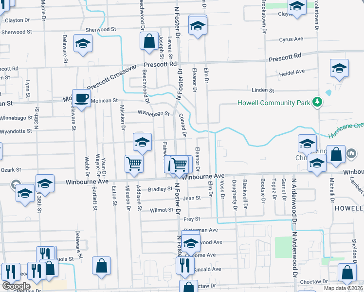 map of restaurants, bars, coffee shops, grocery stores, and more near 3545 Conrad Drive in Baton Rouge