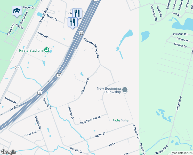 map of restaurants, bars, coffee shops, grocery stores, and more near 101 Ridgewood Drive in Shepherd