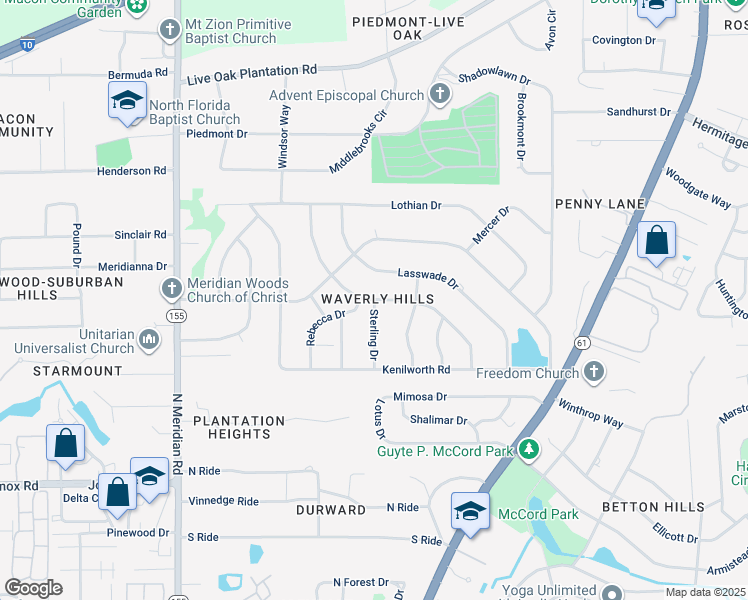 map of restaurants, bars, coffee shops, grocery stores, and more near 4630 Sterling Drive in Tallahassee