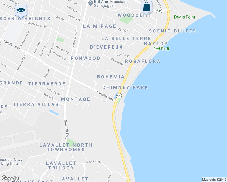 map of restaurants, bars, coffee shops, grocery stores, and more near 5760 Avenida Marina in Pensacola